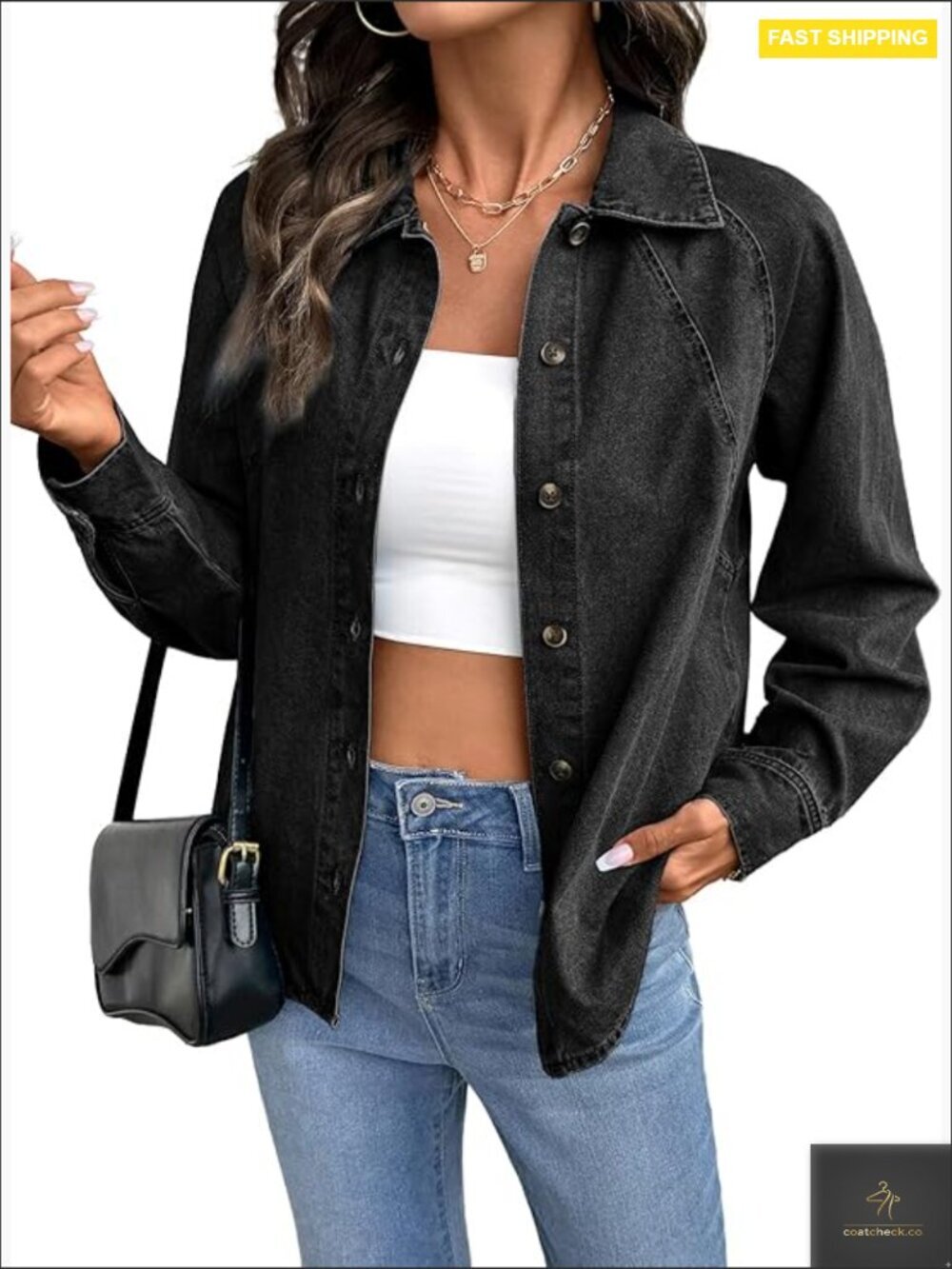 Oversized Denim Shirt Button Down Long Sleeve Seam Panel Top